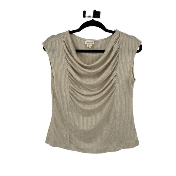 Anthropologie Shirt Womens XSP Fillmore Top Cream Ribbed Cowl Neck Meadow Rue - Picture 1 of 4